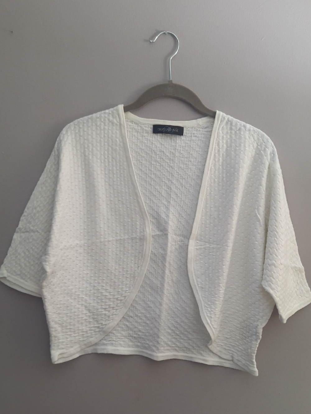 august silk Cream Textured Open-Front Women's Shrug